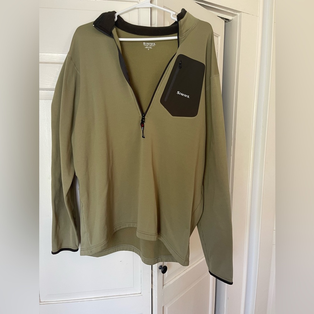 Simms Tan and Brown Outdoor Half-Zip Fleece Pullover
